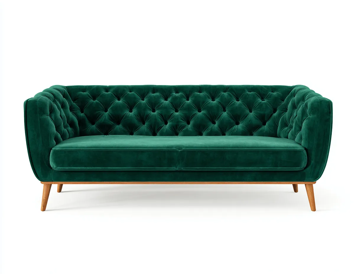 Divani a 3 posti-Tessuto-Velluto-Legno-230x94x86 cm-Verde smeraldo-Stile classico-Pineuply