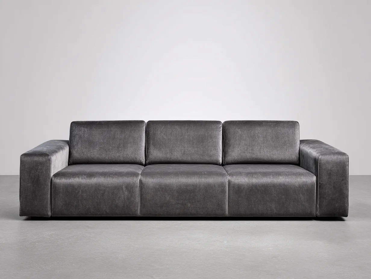 Divani a 3 posti-Tessuto-242x102x83 cm-Grigio scuro-Stile contemporaneo-Pineuply