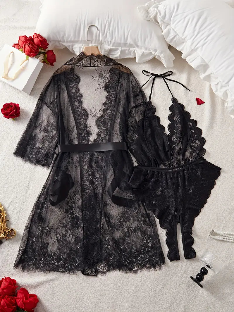 💖Дамски комплект нощница от дантела