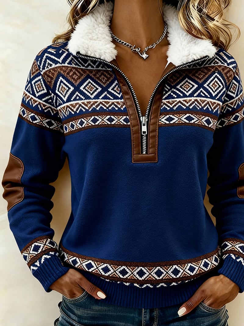 Дамски ежедневен свободен суичър с цветни блокове