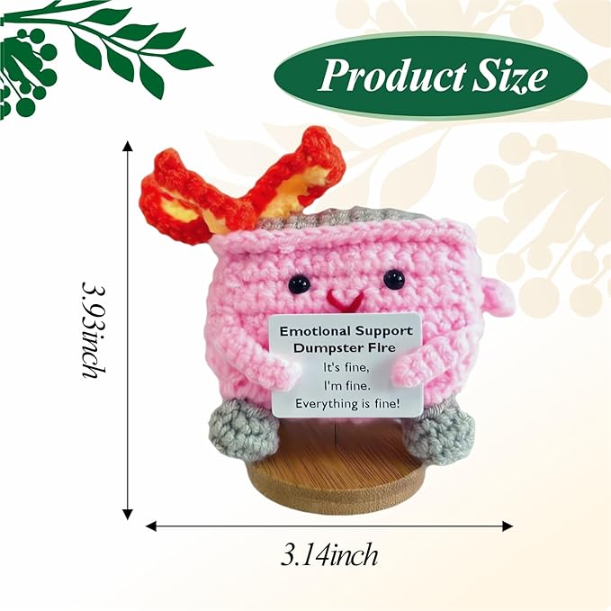 Roztomilá háčkovaná figúrka „Horiaci kontajner“ – darček s emočnou podporou 😊