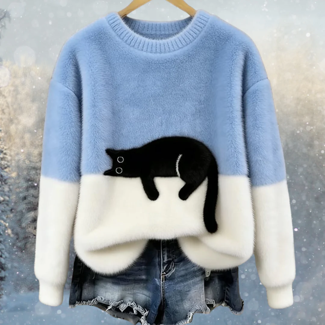 🐱✨ Топъл унисекс пуловер с котешки мотив ❄️🧶
