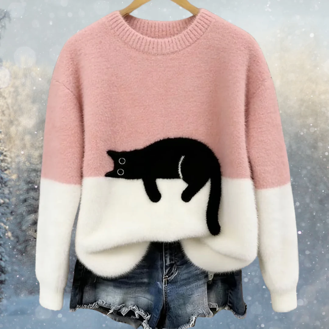🐱✨ Топъл унисекс пуловер с котешки мотив ❄️🧶