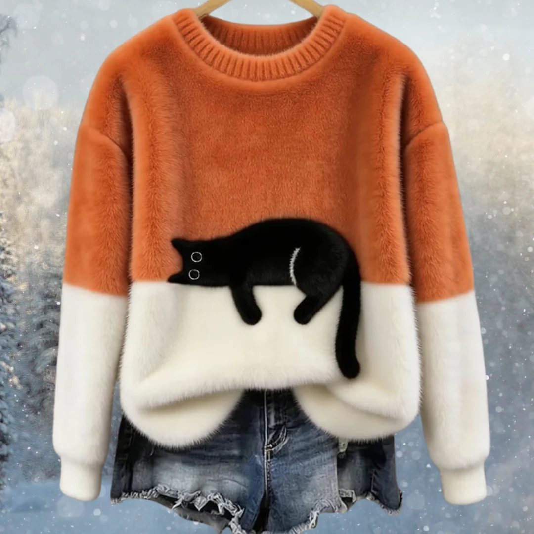 🐱✨ Топъл унисекс пуловер с котешки мотив ❄️🧶