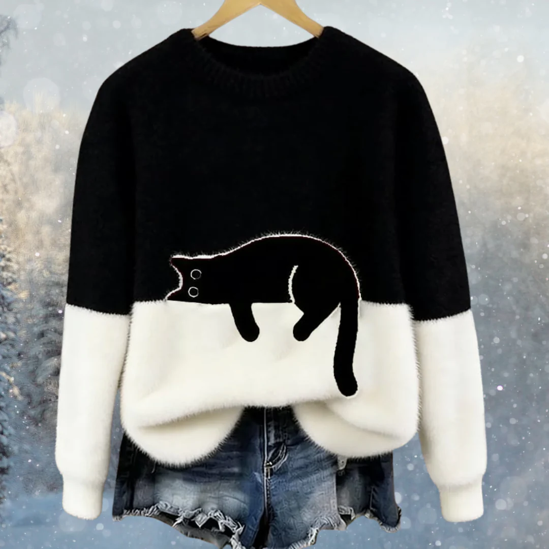 🐱✨ Топъл унисекс пуловер с котешки мотив ❄️🧶