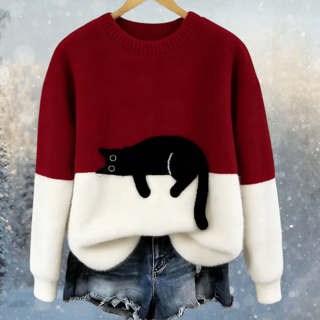 🐱✨ Топъл унисекс пуловер с котешки мотив ❄️🧶