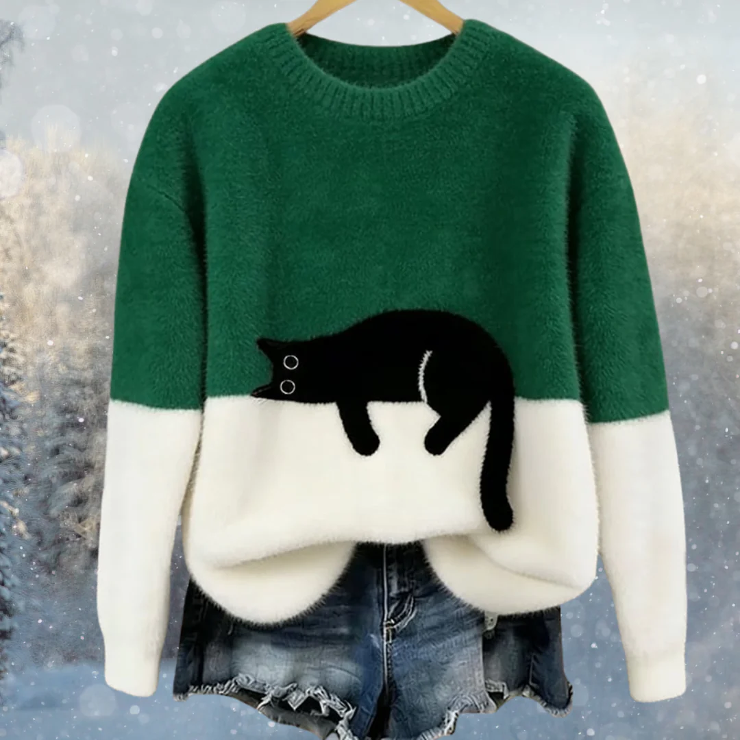 🐱✨ Топъл унисекс пуловер с котешки мотив ❄️🧶