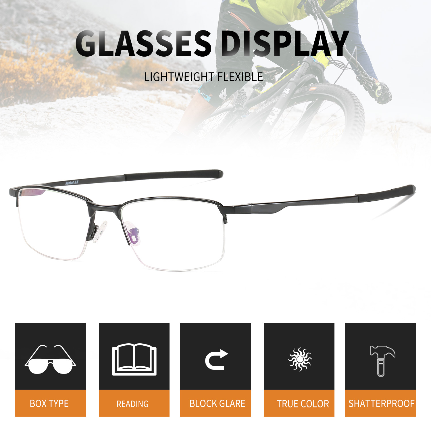 BUSINESS-STYLE SEMI-RIMLESS MINIMALIST PHOTOCHROMIC MULTIFOCAL READING GLASSES