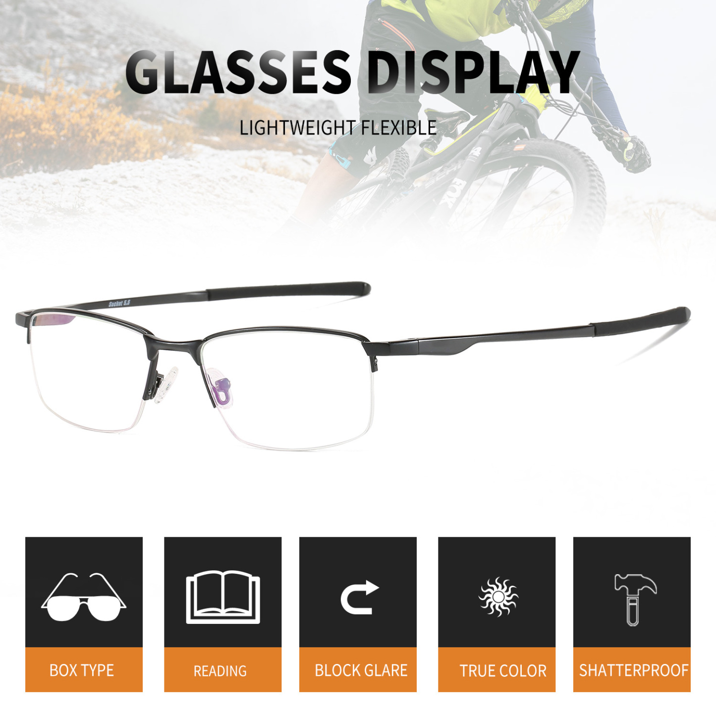 BUSINESS-STYLE SEMI-RIMLESS MINIMALIST PHOTOCHROMIC MULTIFOCAL READING GLASSES