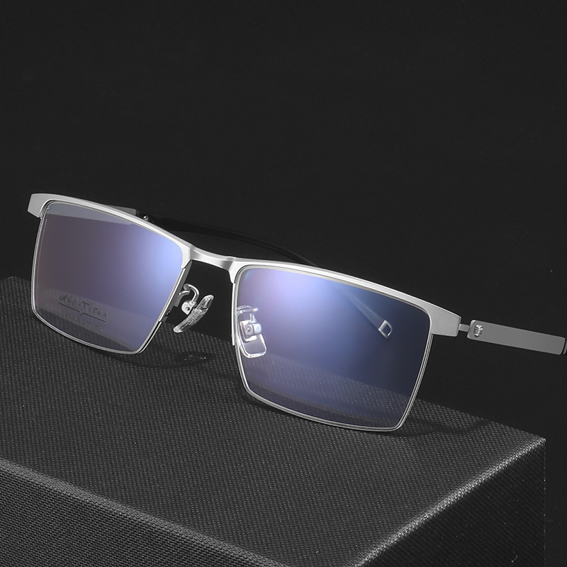 BUSINESS CASUAL PURE TITANIUM HALF FRAME ANTI-BLUE LIGHT READING GLASSES