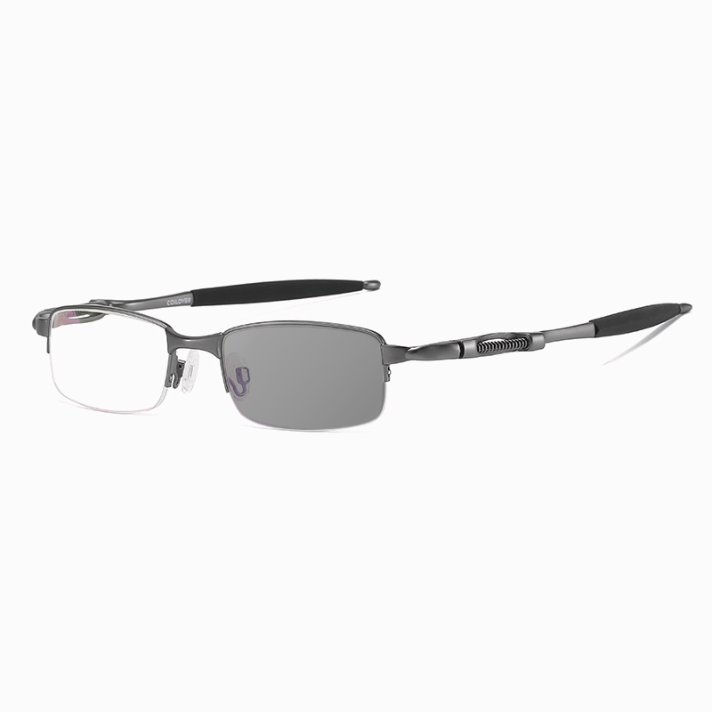 SPRING-LOADED SEMI-RIMLESS PHOTOCHROMIC MULTIFOCAL READING GLASSES
