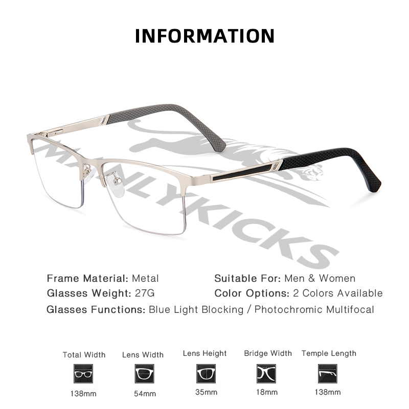 MEN'S RETRO HALF-FRAME ANTI-BLUE LIGHT READING GLASSES