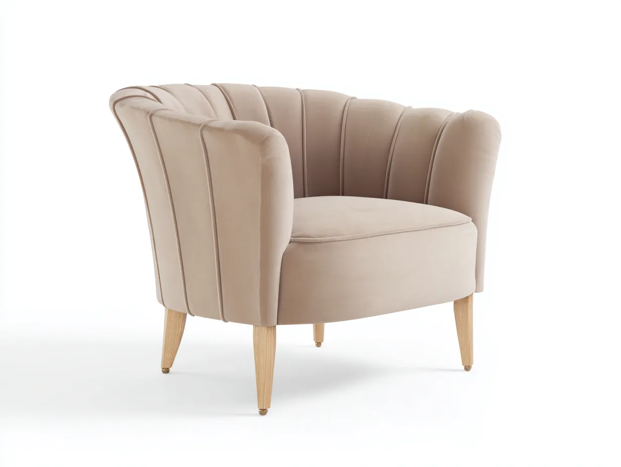 Poltrona lounge-Tessuto-Legno-84x82x78 cm-Beige chiaro-Stile moderno-Denmyhome