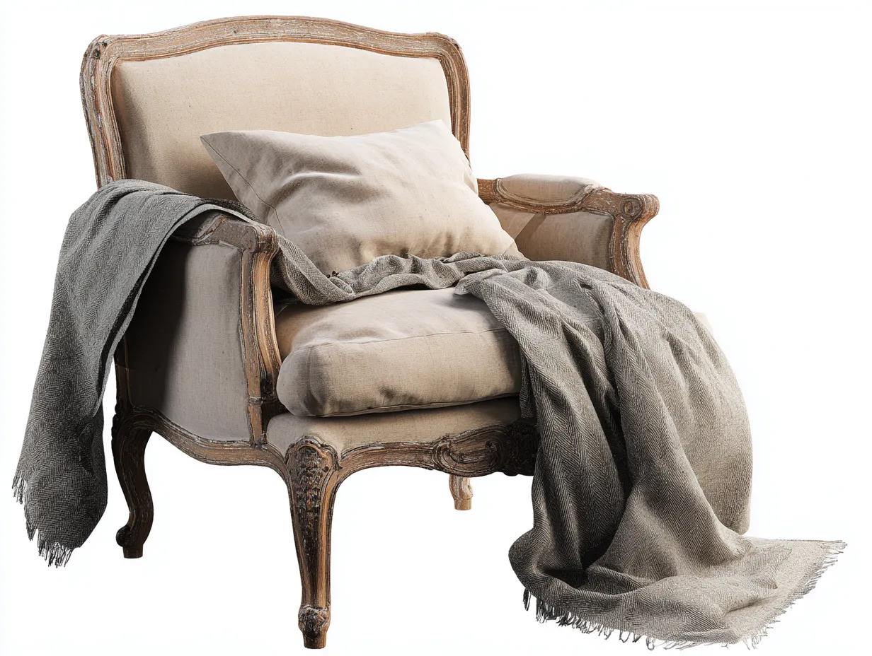 Poltrona lounge-Tessuto-Legno-76x82x88 cm-Beige-Stile classico-Denmyhome