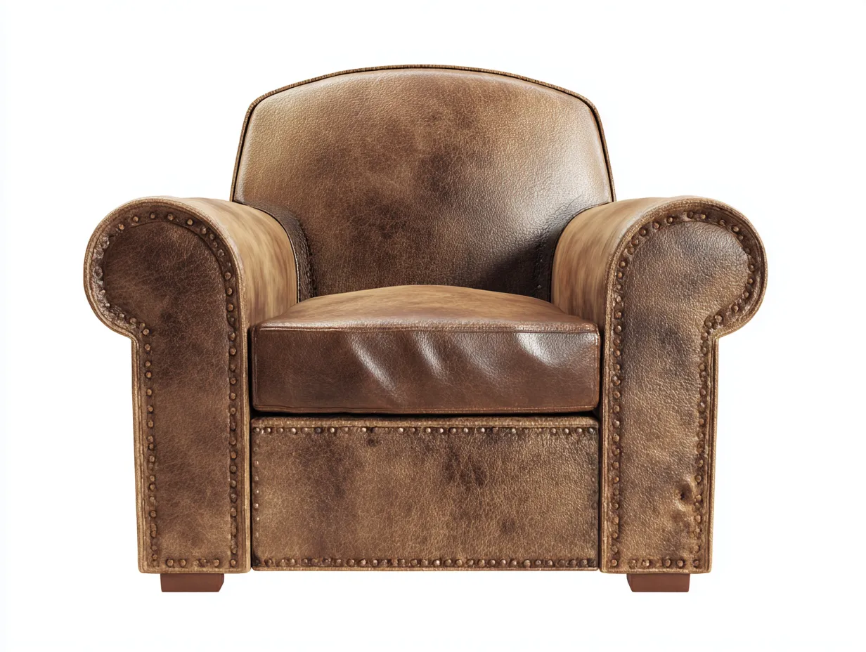 Poltrona lounge-Pelle-Legno-82x86x78 cm-Marrone-Stile classico-Denmyhome