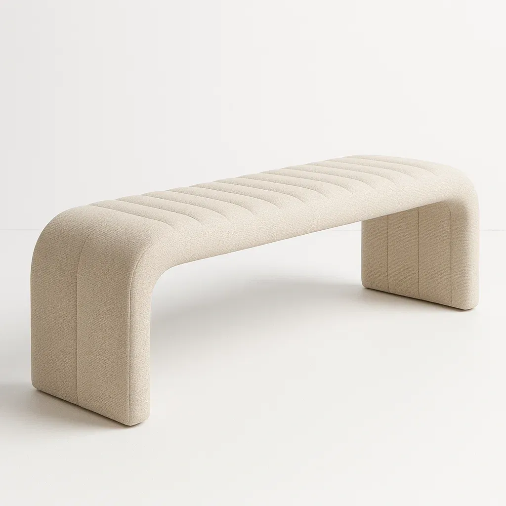 Panca da letto imbottita in tessuto beige - BELLOINTERIOR