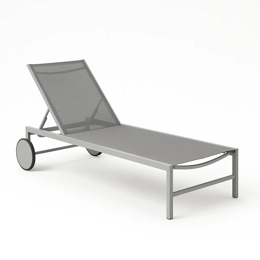 Sdraio regolabile in alluminio con seduta in textilene grigio - BELLOINTERIOR