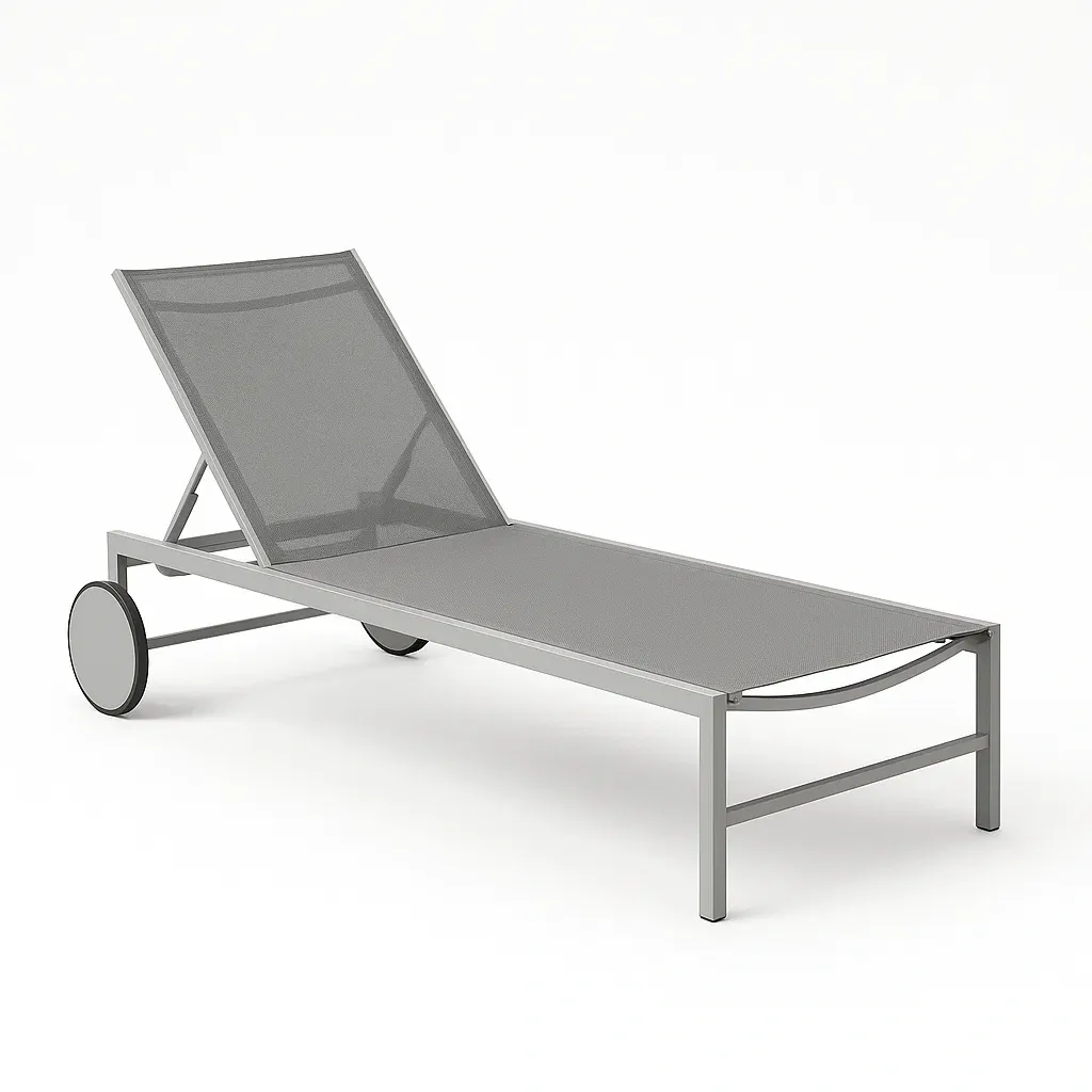 Sdraio regolabile in alluminio con seduta in textilene grigio - BELLOINTERIOR