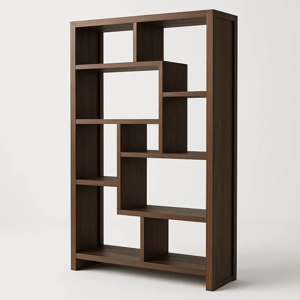 Libreria in legno composito marrone con ripiani asimmetrici 180x120x30 cm - BELLOINTERIOR