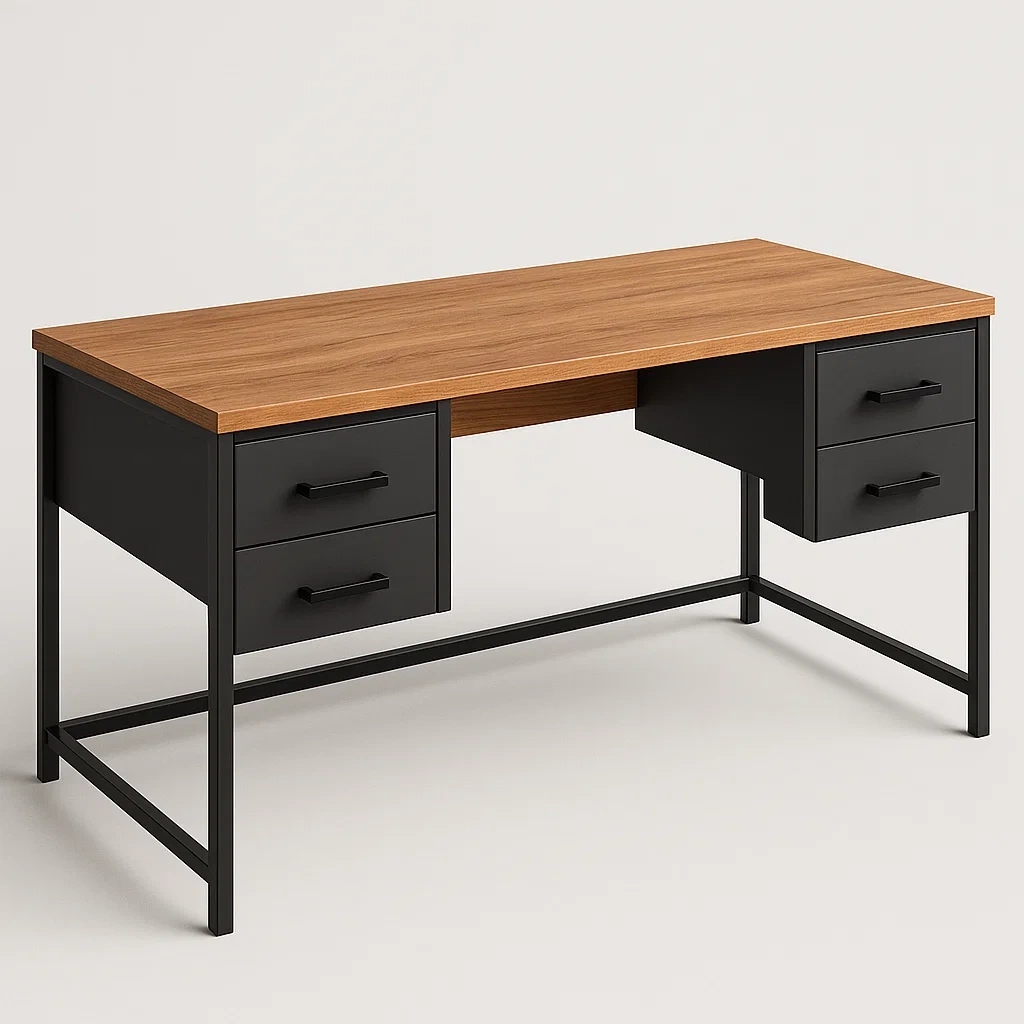 Scrivania da ufficio in legno e metallo con cassetti 140x60x75 cm - BELLOINTERIOR