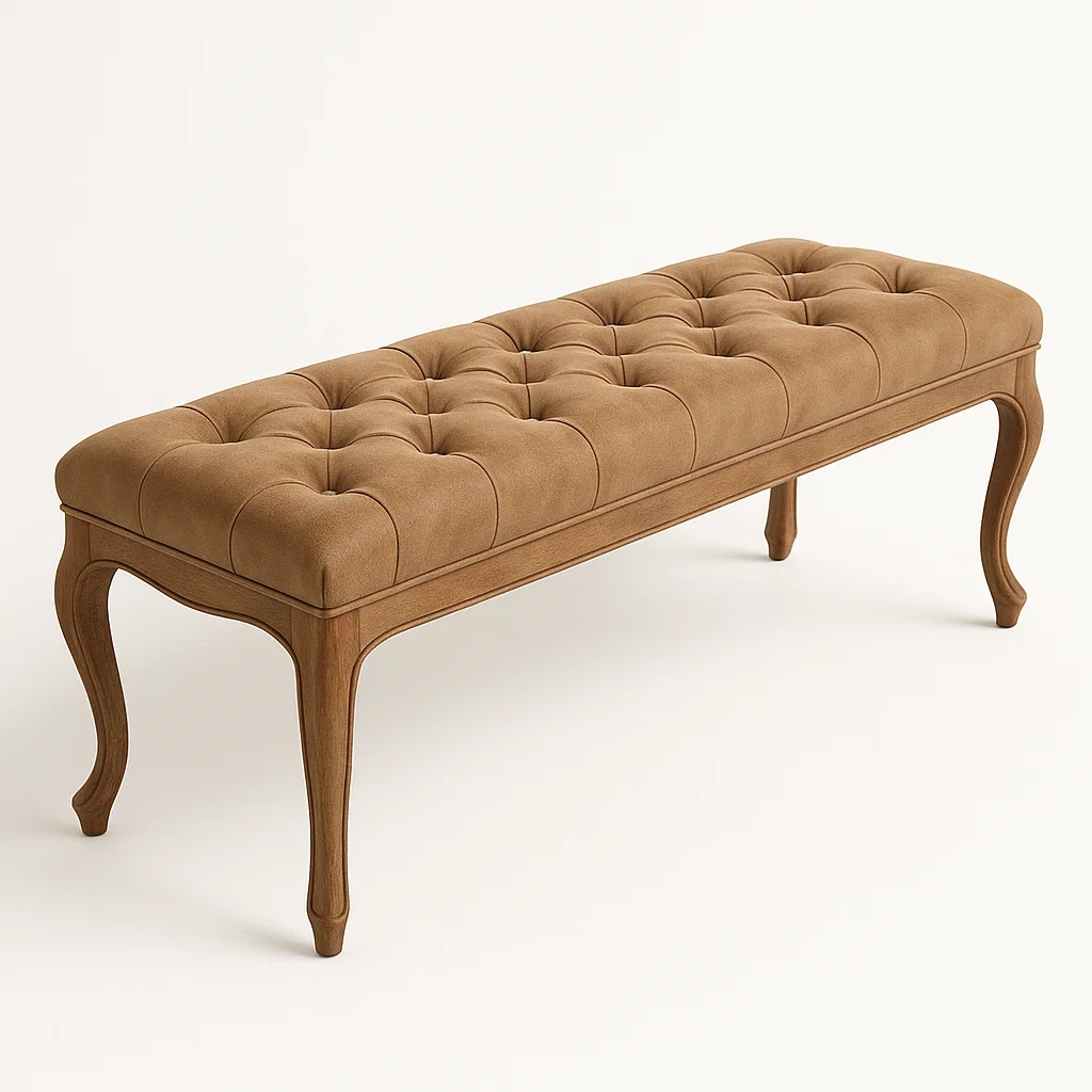 Panca da letto in legno con rivestimento in tessuto marrone 120x40x45 cm - BELLOINTERIOR