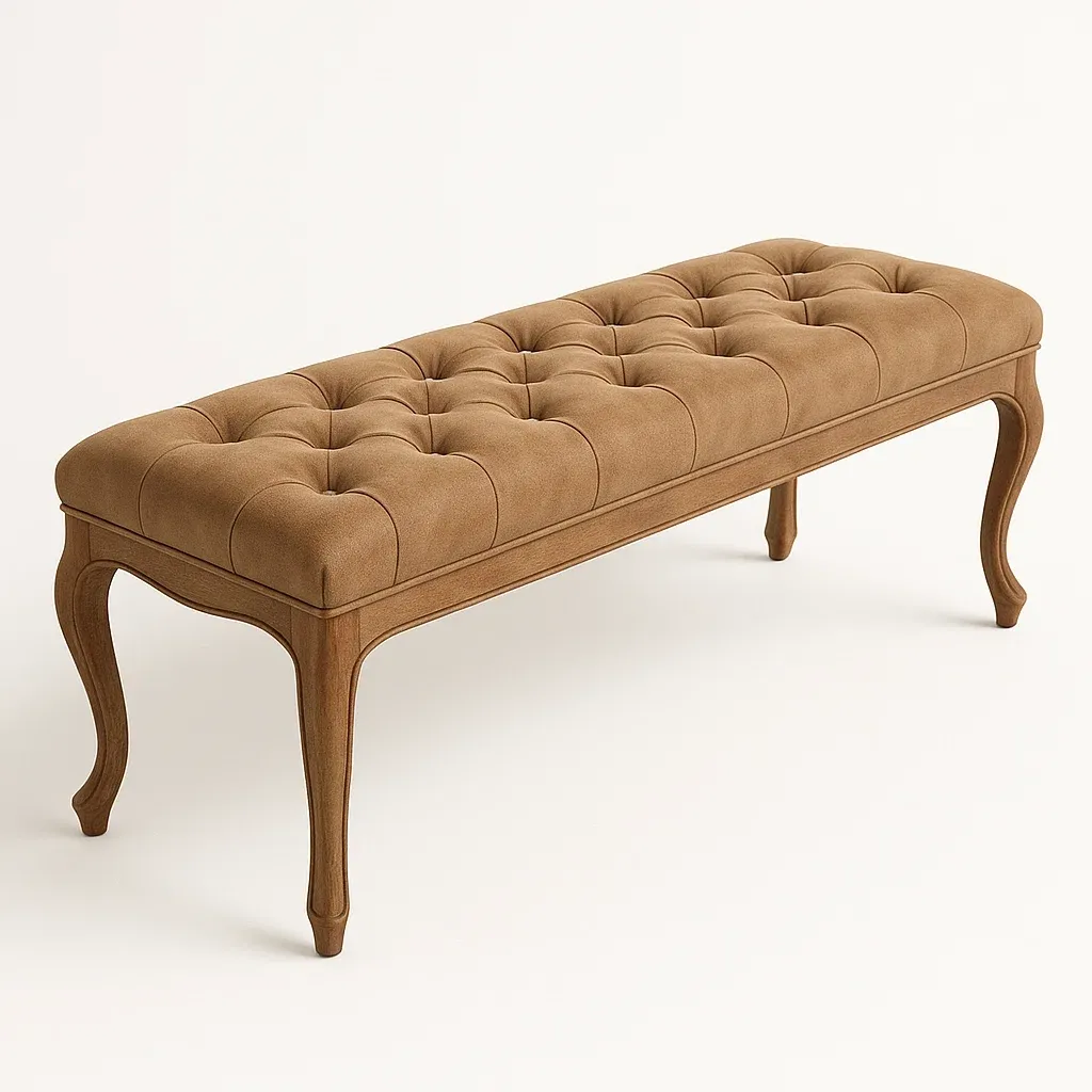 Panca da letto in legno con rivestimento in tessuto marrone 120x40x45 cm - BELLOINTERIOR