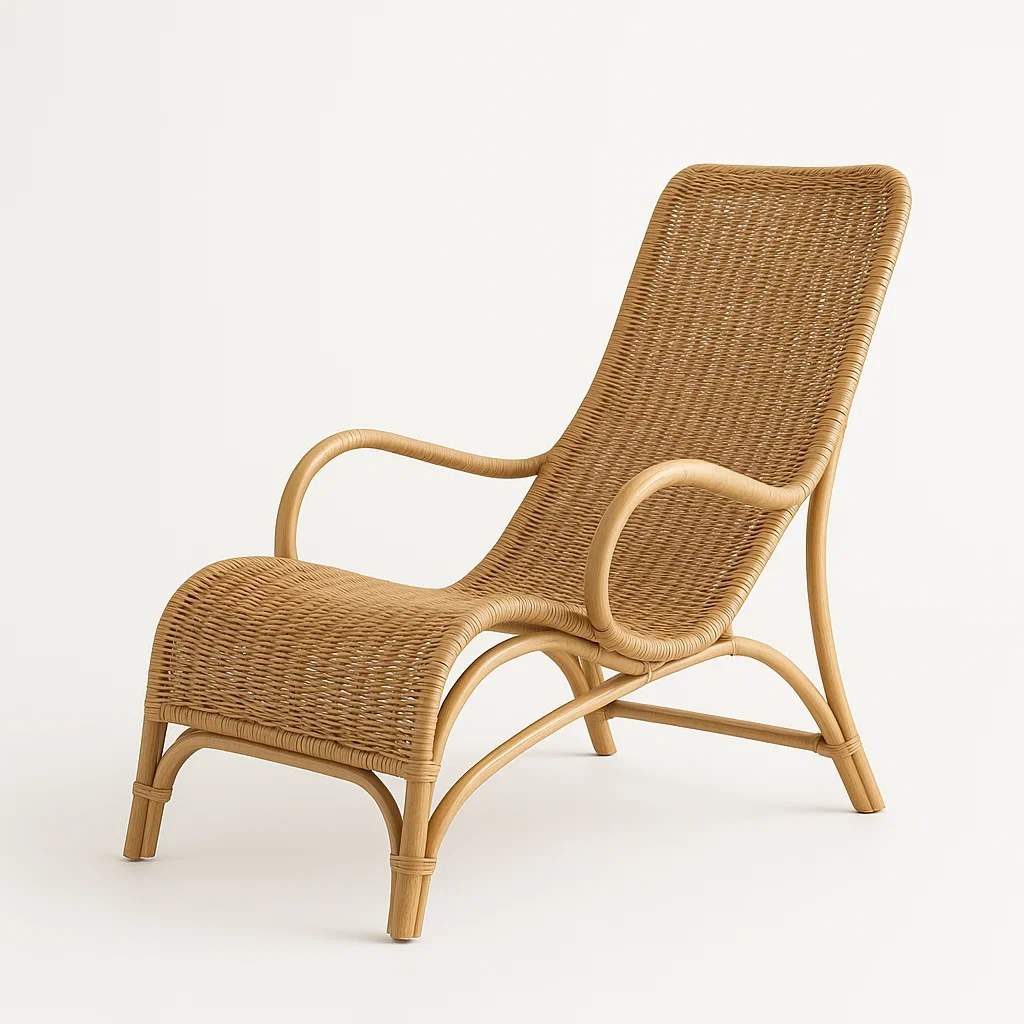 Sdraio in rattan sintetico con braccioli - BELLOINTERIOR