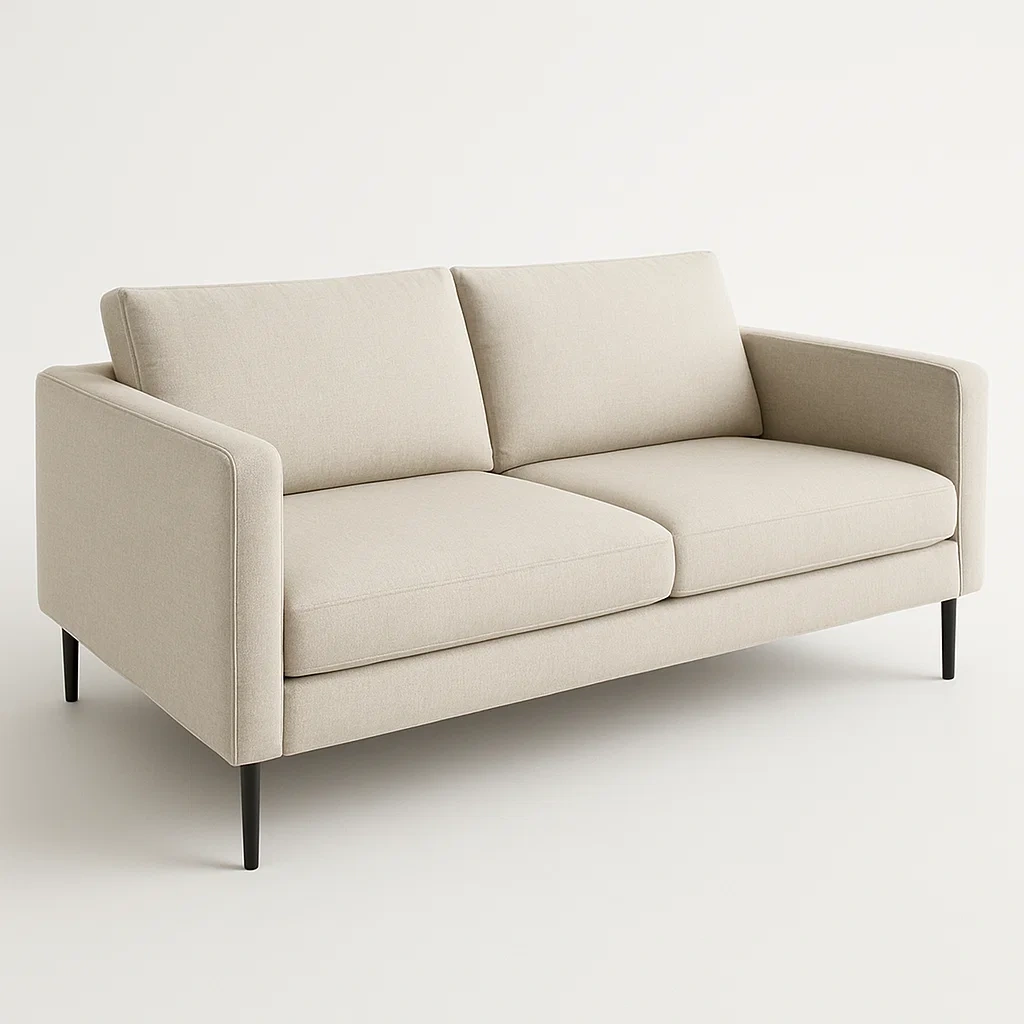 Divano lineare in tessuto poliestere beige 2 posti - BELLOINTERIOR