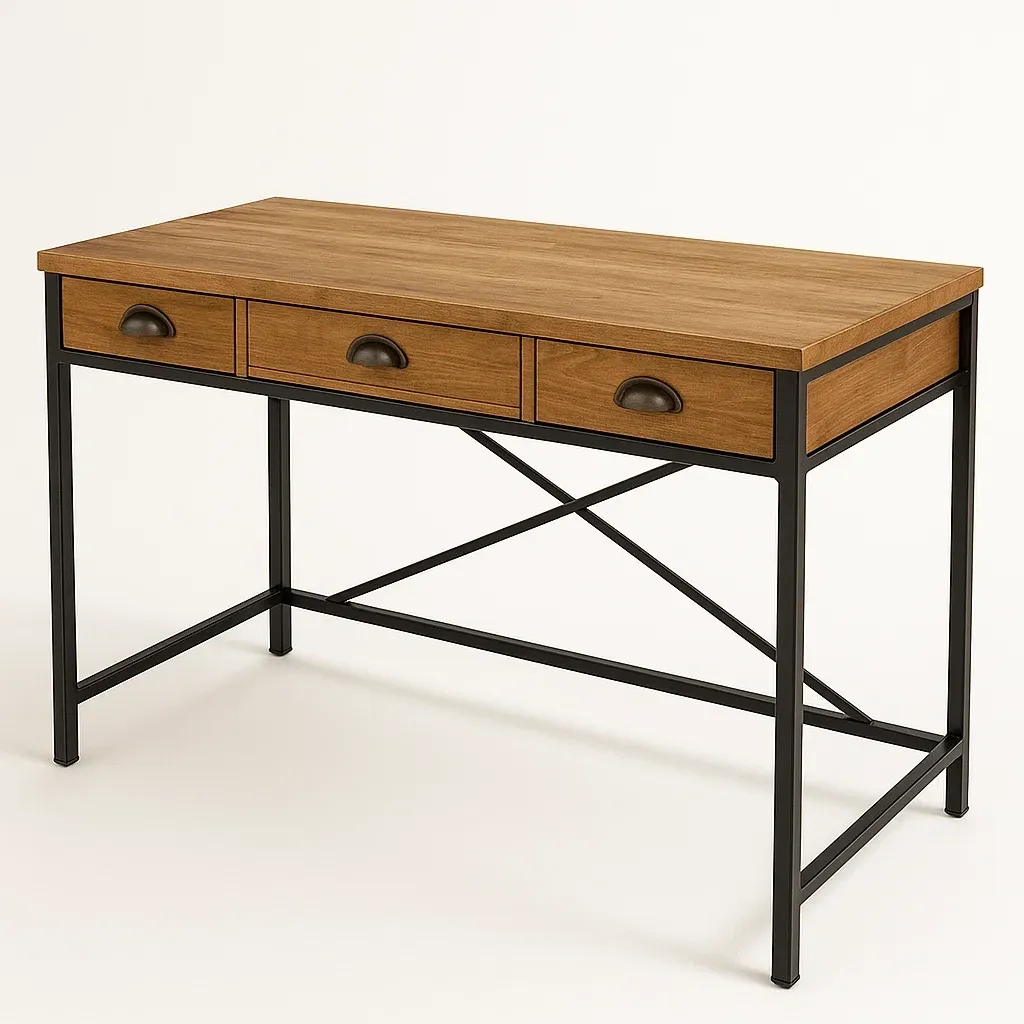 Scrivania da ufficio in legno e metallo con cassetti - BELLOINTERIOR