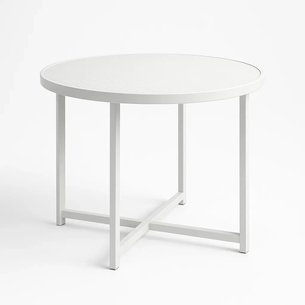 Tavolino da giardino rotondo in alluminio bianco - BELLOINTERIOR