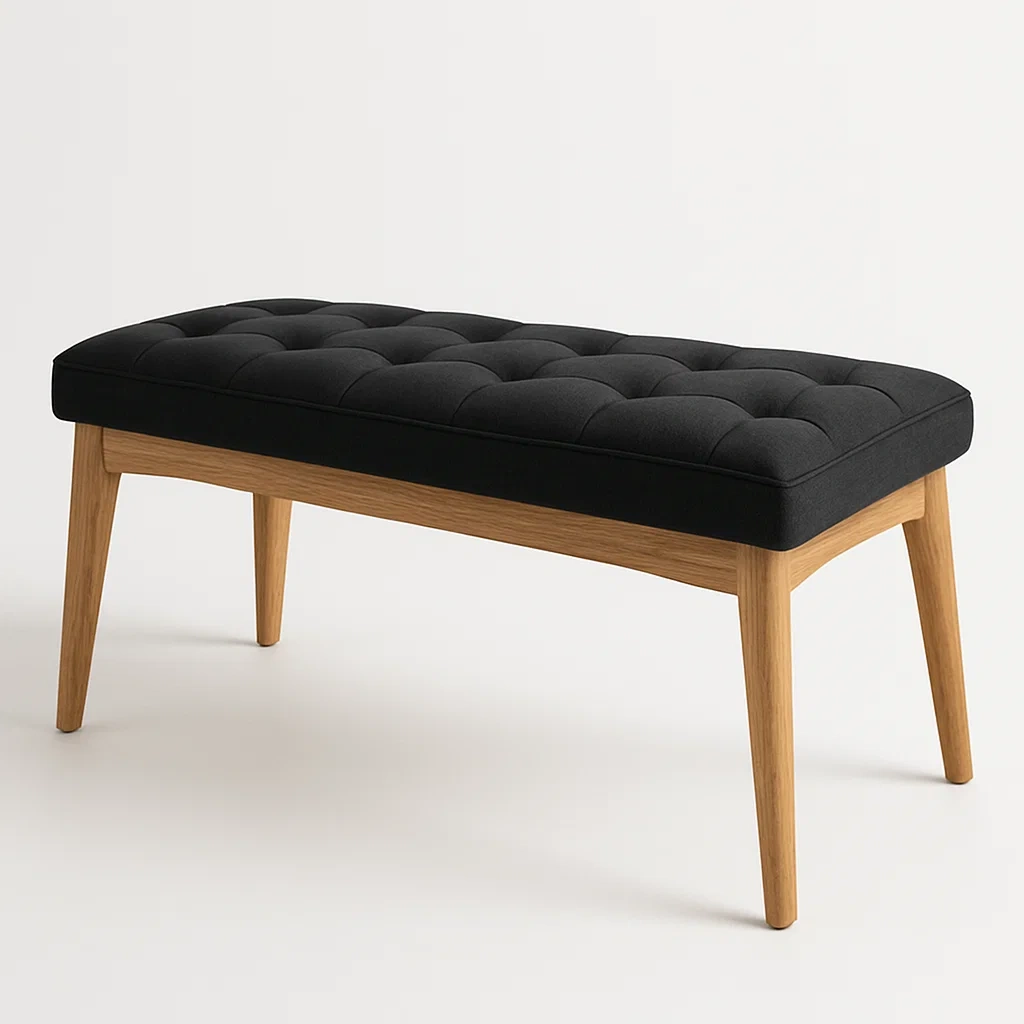 Panca in poliestere nero con struttura in legno - BELLOINTERIOR