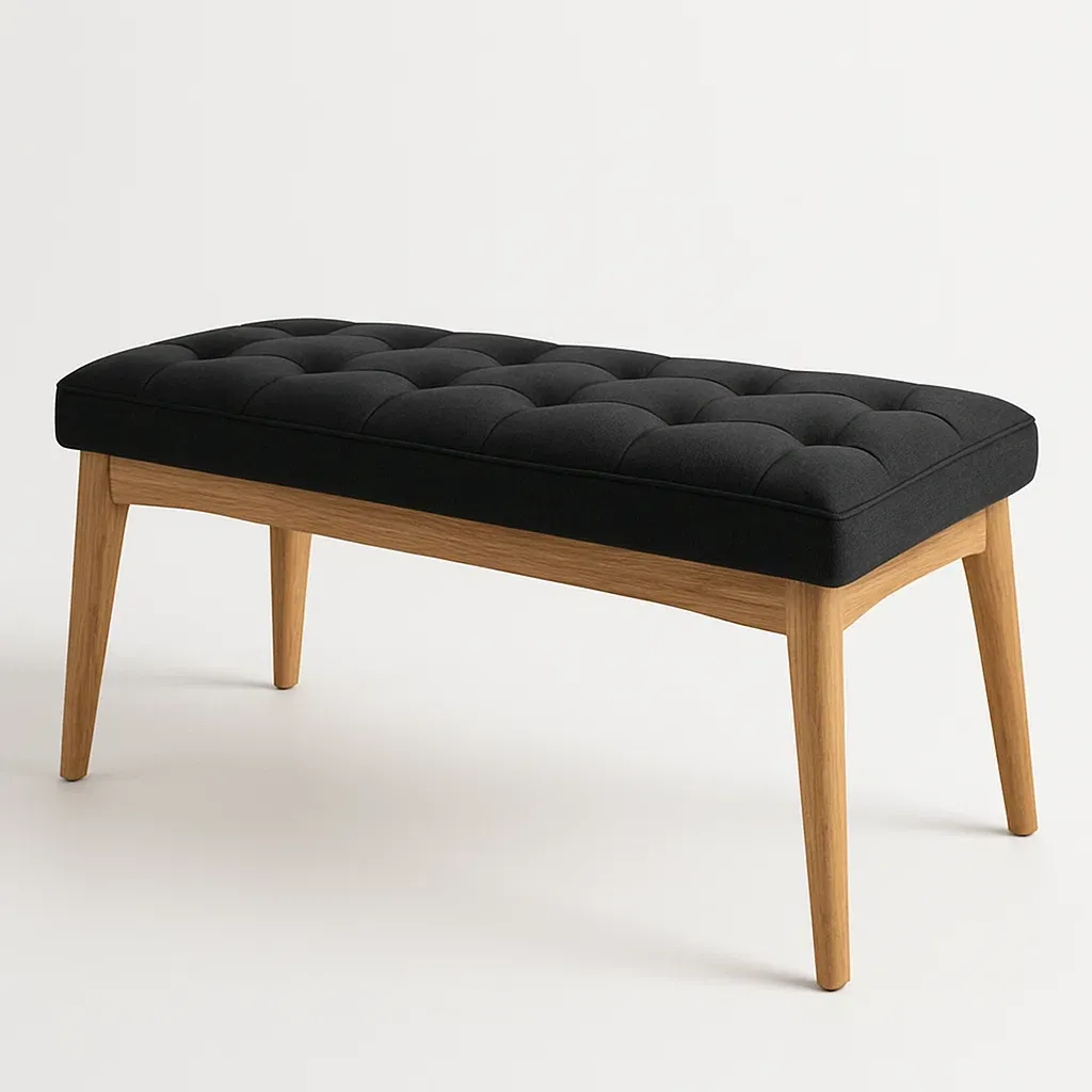 Panca in poliestere nero con struttura in legno - BELLOINTERIOR