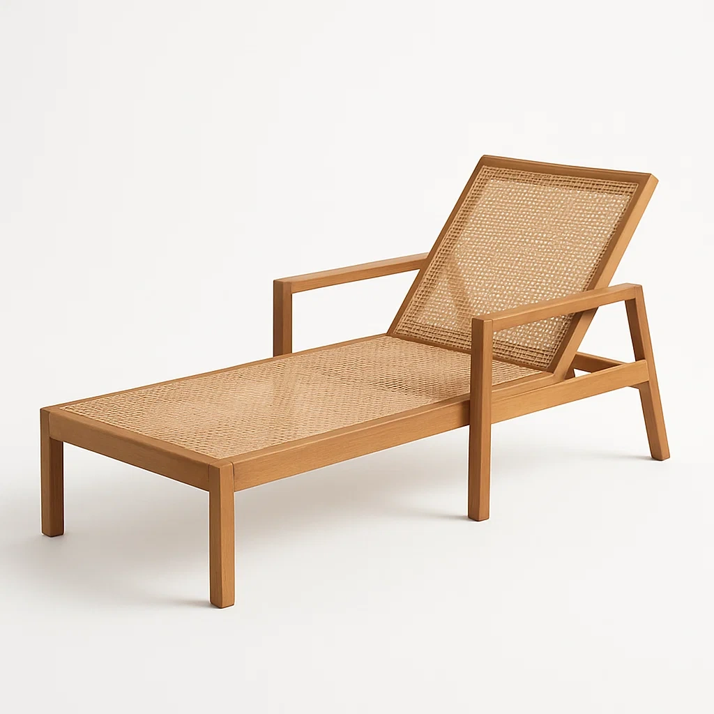 Sdraio in legno e rattan regolabile 200x70x90 cm - BELLOINTERIOR