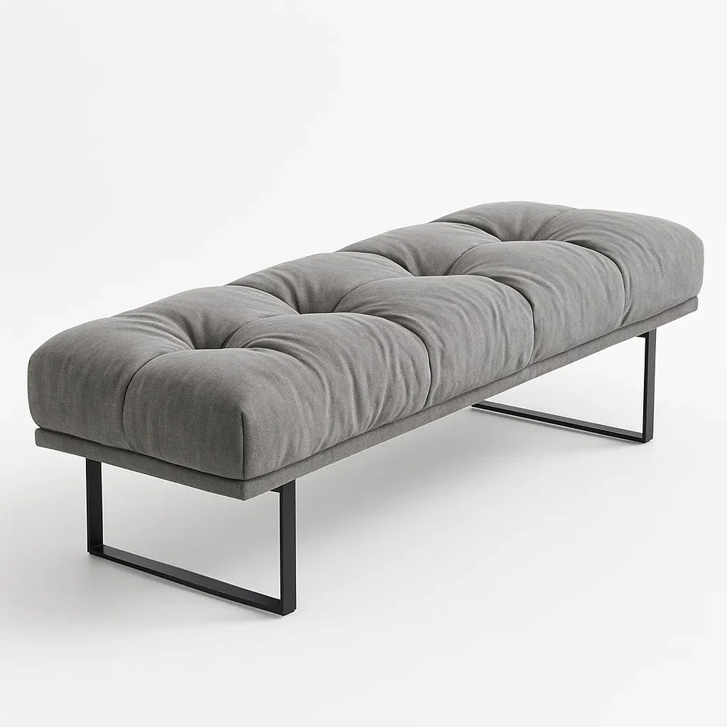 Panca da letto in velluto grigio con gambe in metallo - BELLOINTERIOR