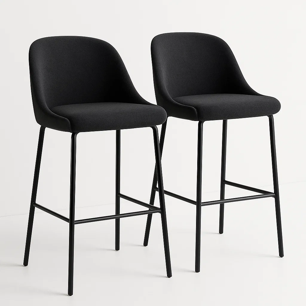 Set di sedia alta in tessuto con gambe in metallo set di 2 pezzi - BELLOINTERIOR