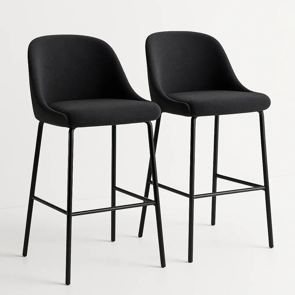 Set di sedia alta in tessuto con gambe in metallo set di 2 pezzi - BELLOINTERIOR