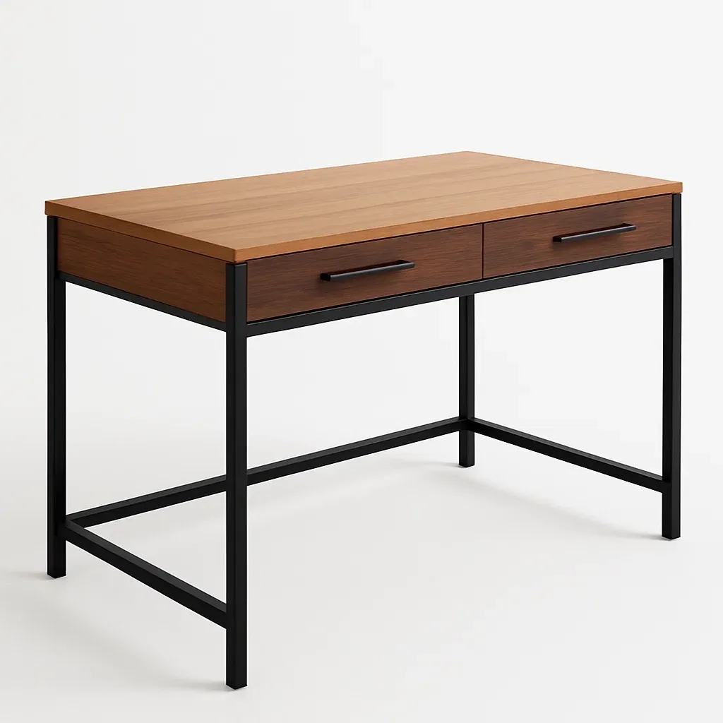 Scrivania da ufficio rettangolare in MDF con struttura in acciaio nero e cassetti 120x60x75 cm - BELLOINTERIOR