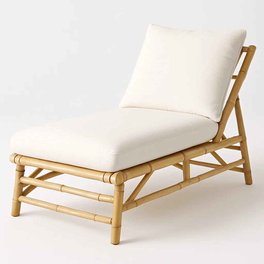 Sdraio in bambù e tessuto bianco - BELLOINTERIOR