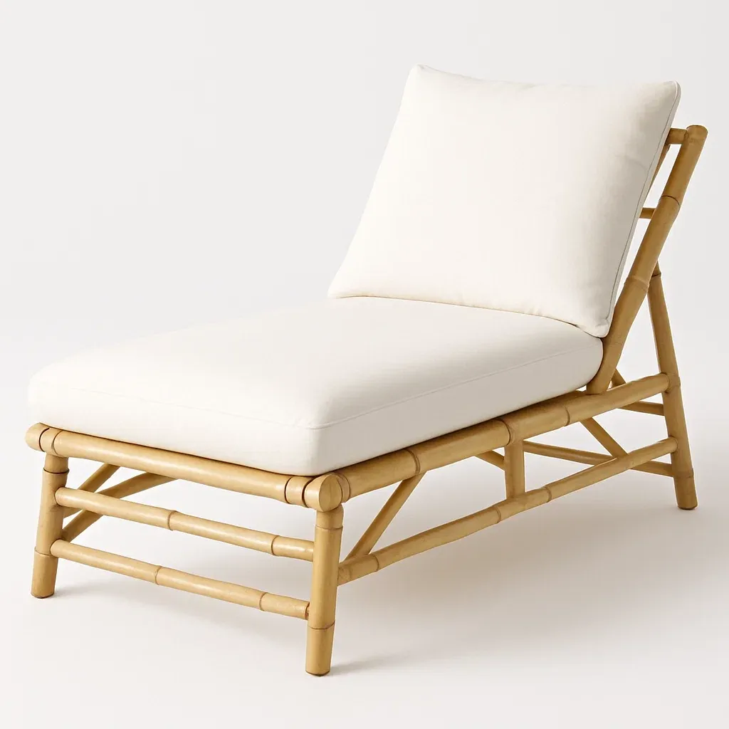 Sdraio in bambù e tessuto bianco - BELLOINTERIOR