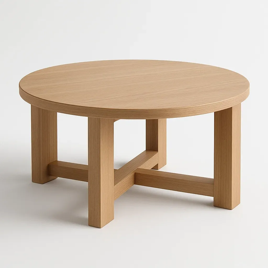 Tavolino da caffè rotondo in legno rovere chiaro diametro 70 cm altezza 45 cm - BELLOINTERIOR