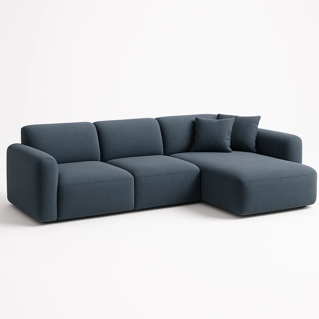 Divano angolare modulare in tessuto blu scuro - BELLOINTERIOR