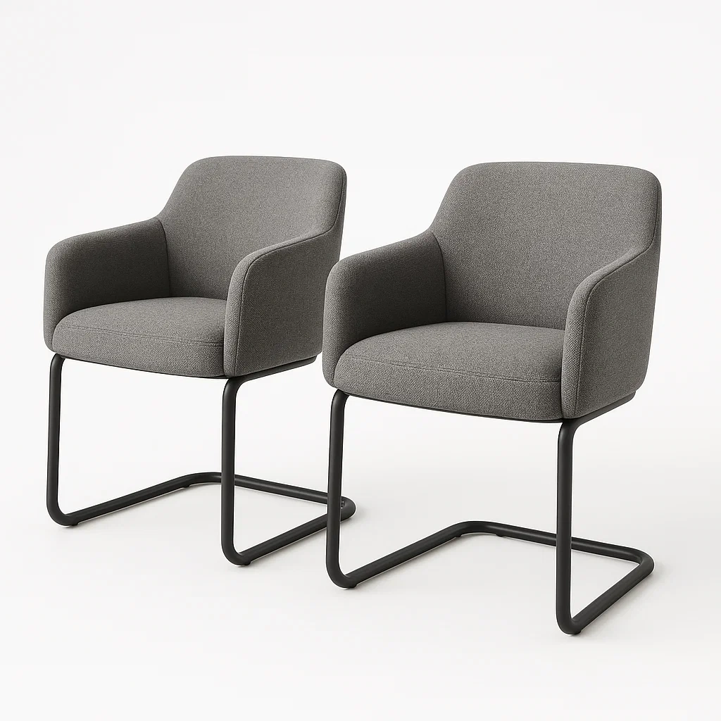 Set di sedia in tessuto grigio con struttura in metallo set di 2 pezzi - BELLOINTERIOR