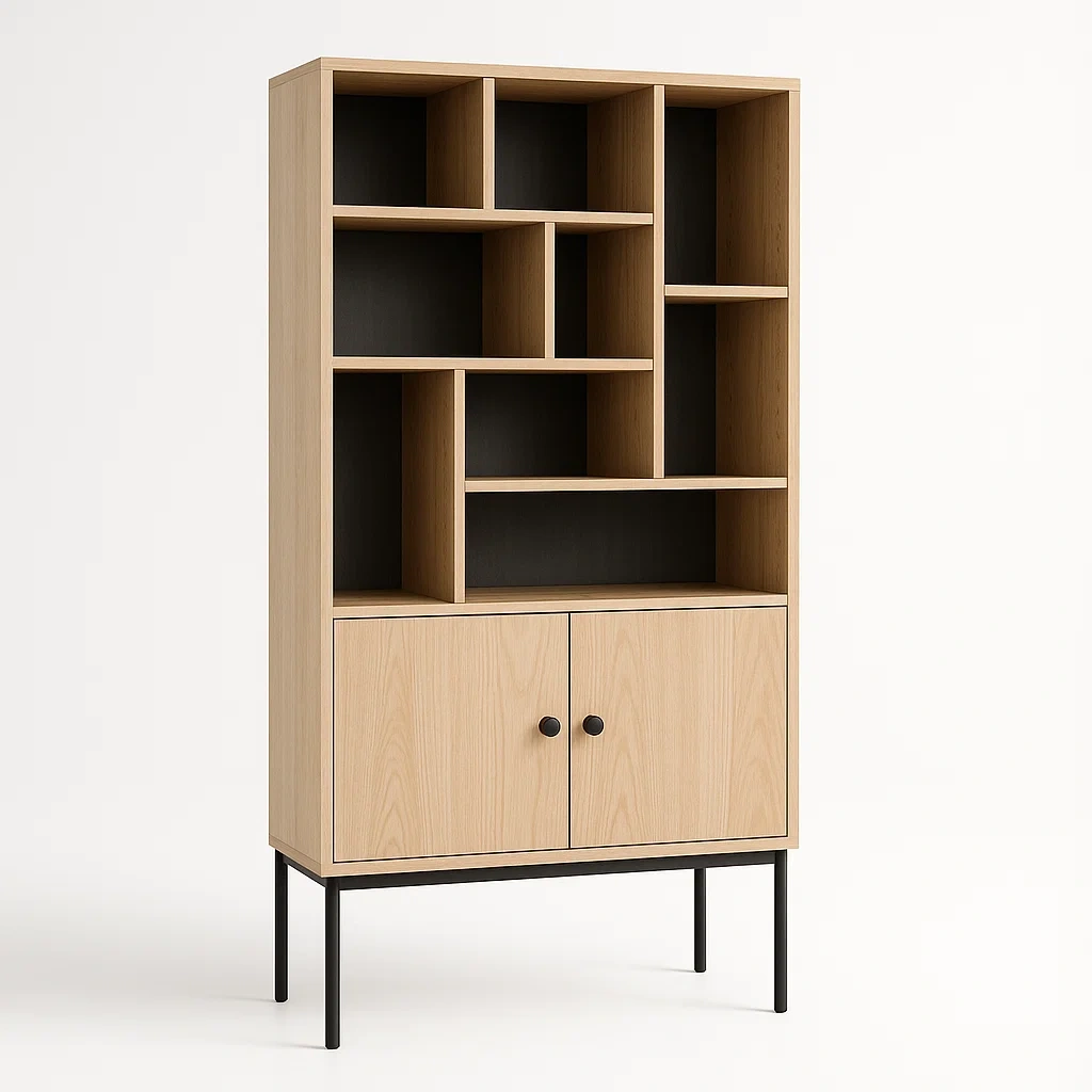 Scaffale in legno truciolato e metallo nero 180x90x30 cm - BELLOINTERIOR