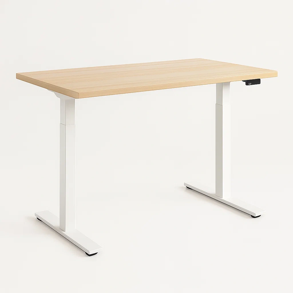 Scrivania da ufficio regolabile in altezza elettrica in MDF e acciaio bianco - BELLOINTERIOR