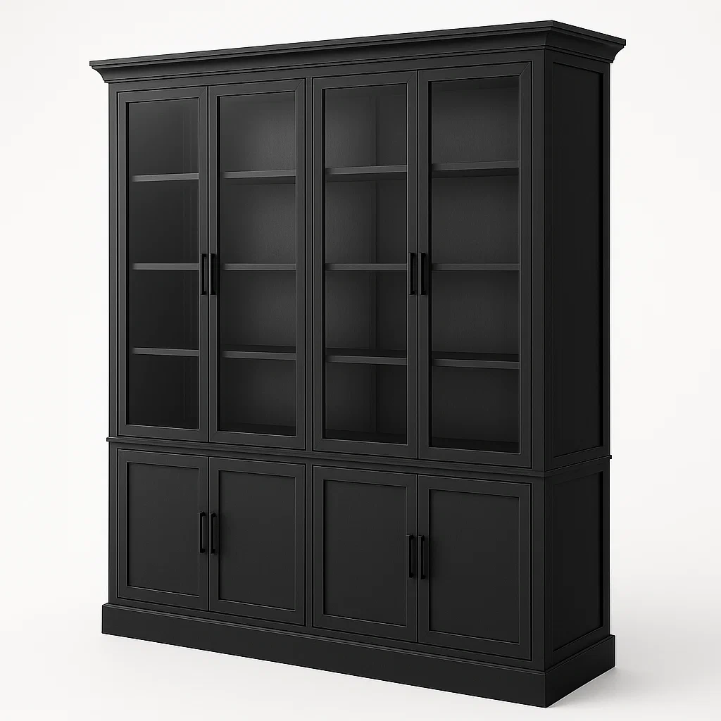 Vetrina in legno nero con ante in vetro temperato - BELLOINTERIOR