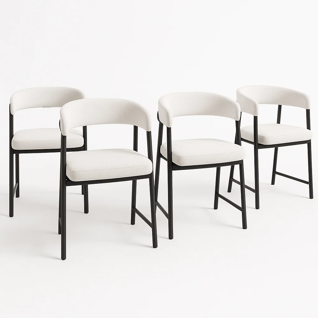 Set di sedia da pranzo in tessuto con struttura in metallo set di 4 pezzi - BELLOINTERIOR