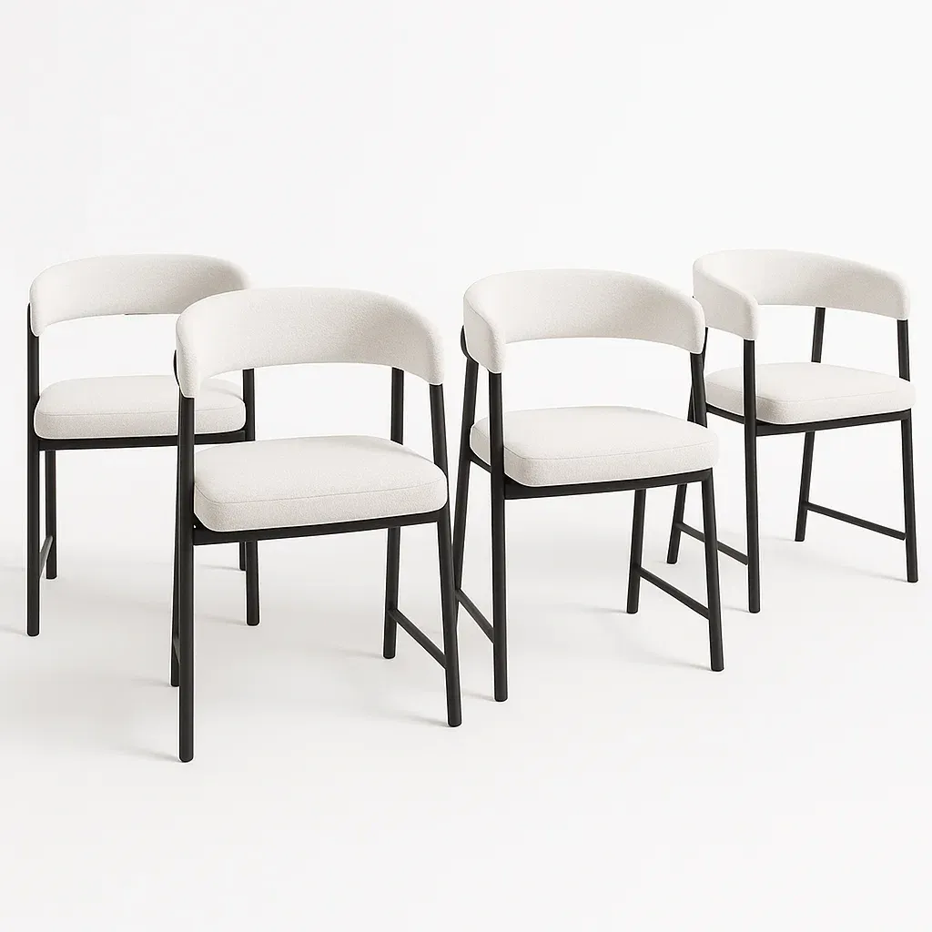 Set di sedia da pranzo in tessuto con struttura in metallo set di 4 pezzi - BELLOINTERIOR