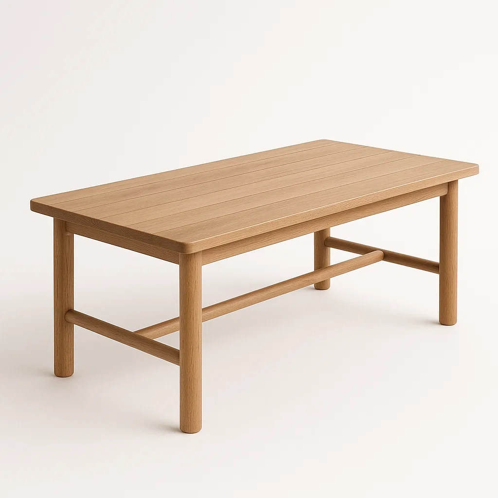 Tavolino da giardino rettangolare in legno di quercia 120x60x45 cm - BELLOINTERIOR