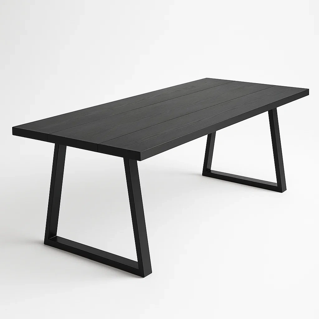 Tavolo da giardino rettangolare in legno e acciaio nero 200x90x75 cm - BELLOINTERIOR