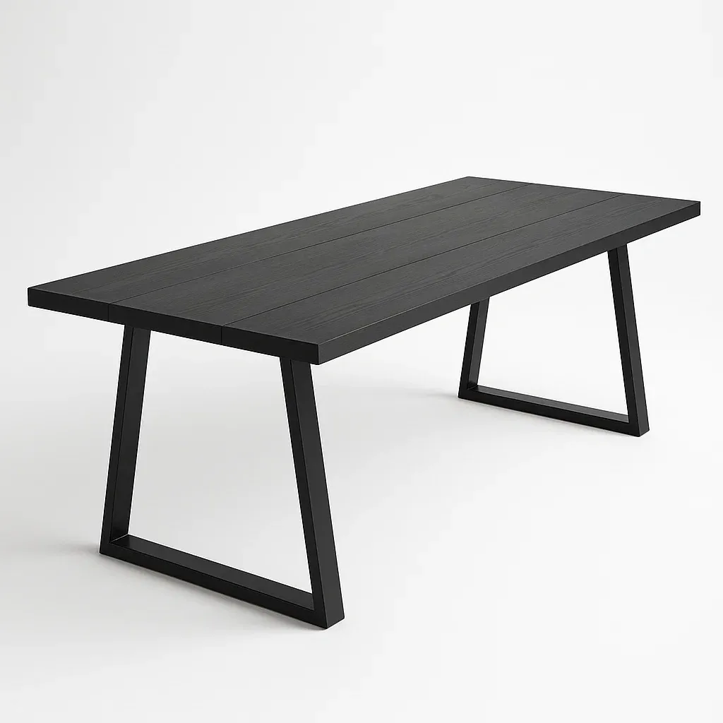 Tavolo da giardino rettangolare in legno e acciaio nero 200x90x75 cm - BELLOINTERIOR